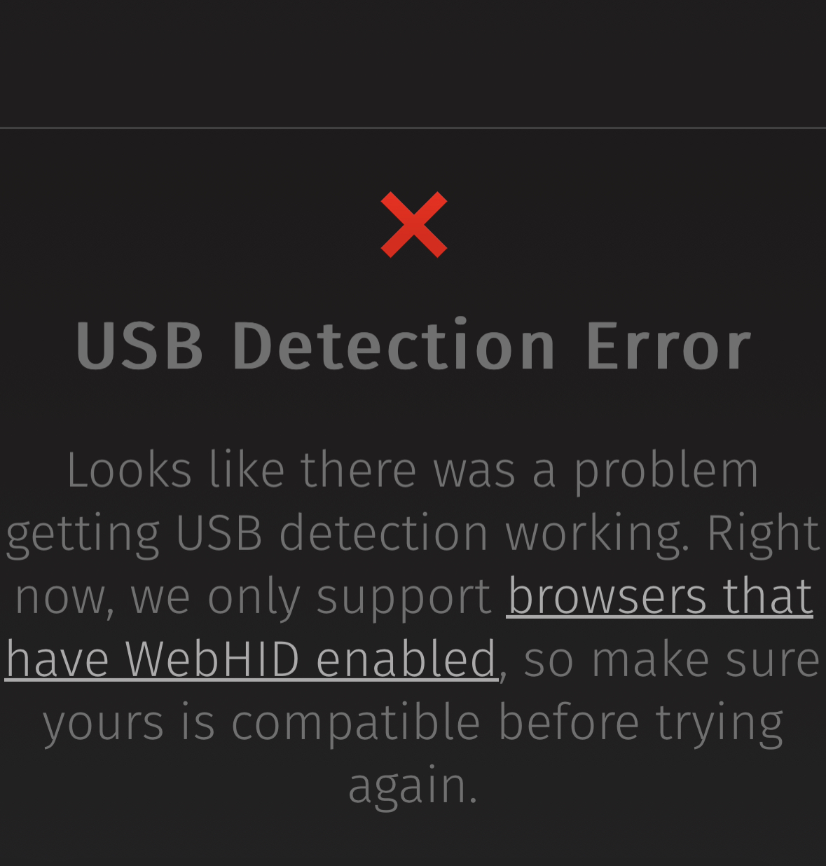 usb connection error